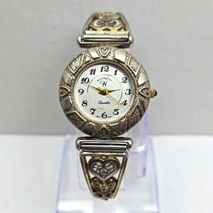 Womens Wrangler Heart Two Tone Quartz Watch With Stretch Band New Battery